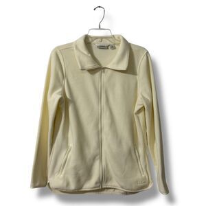 L.L. Bean White Full Zip Fleece Jacket Cozy Layer Gorpcore Women’s Medium